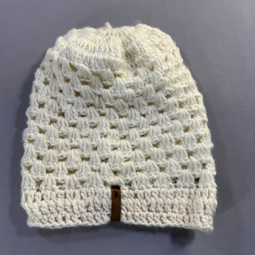 Krochet Kids Intl Cream Crochet Beanie Hat Kids Unisex Off White Knit Winter Cap